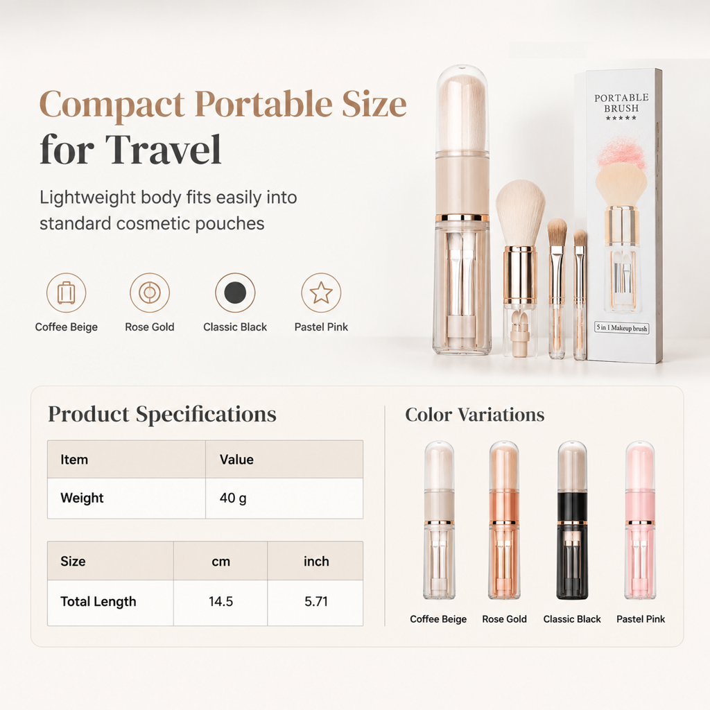 Portable Retractable Makeup Brush Set