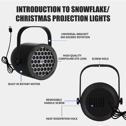 USB Christmas Projection Light in Black or White Housing