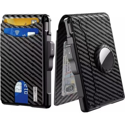 Men's Business Wallet Credit Card Holder Pop Up Smart RFlD Blocking Slim Leather