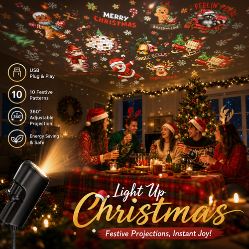 ✨Plug-&-Play HD Christmas Projector – 6 or 10 Festive Scenes(📦Buy 1 Get 1 Free)